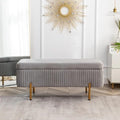 Velvet Storage Ottoman Bench Grey